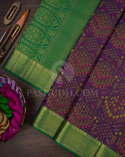 Violet And Green Kanjivaram Silk Saree-DJ363(A)
