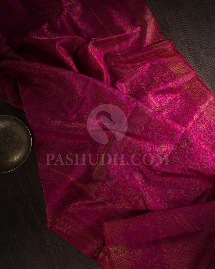 Magenta With Dual Toned Red Kanjivaram Silk Saree-D630(A)