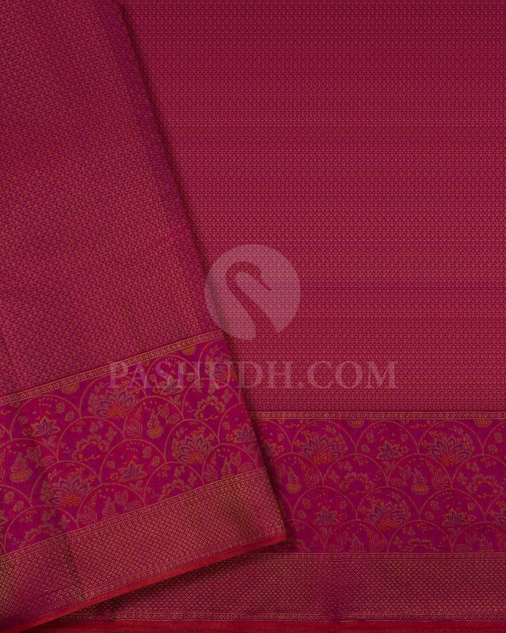 Magenta With Dual Toned Red Kanjivaram Silk Saree-D630(A)