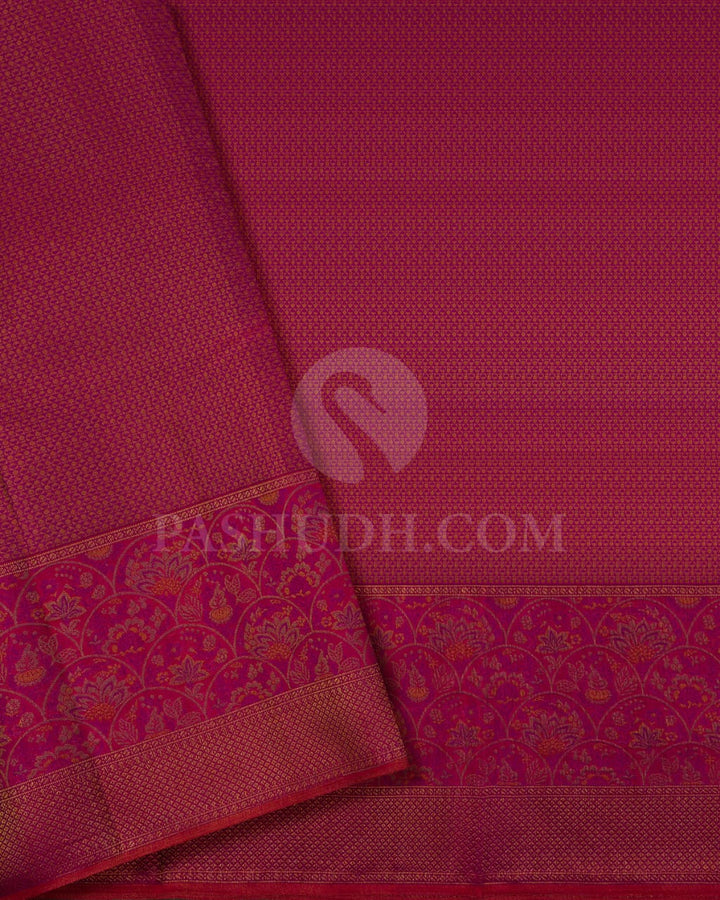 Magenta With Dual Toned Red Kanjivaram Silk Saree-D630(A)