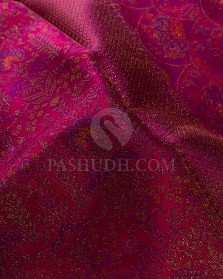 Magenta With Dual Toned Red Kanjivaram Silk Saree-D630(A)