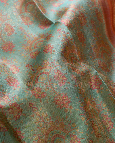 Pastel Teal And Orange Kanjivaram Silk Saree-DJ362(A)