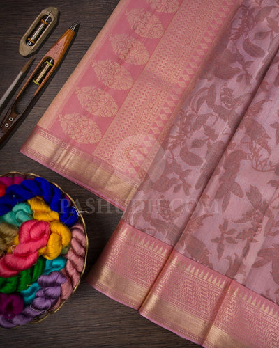 Old Rose With Mild Baby Pink Kanjivaram Silk Saree-D629(A)