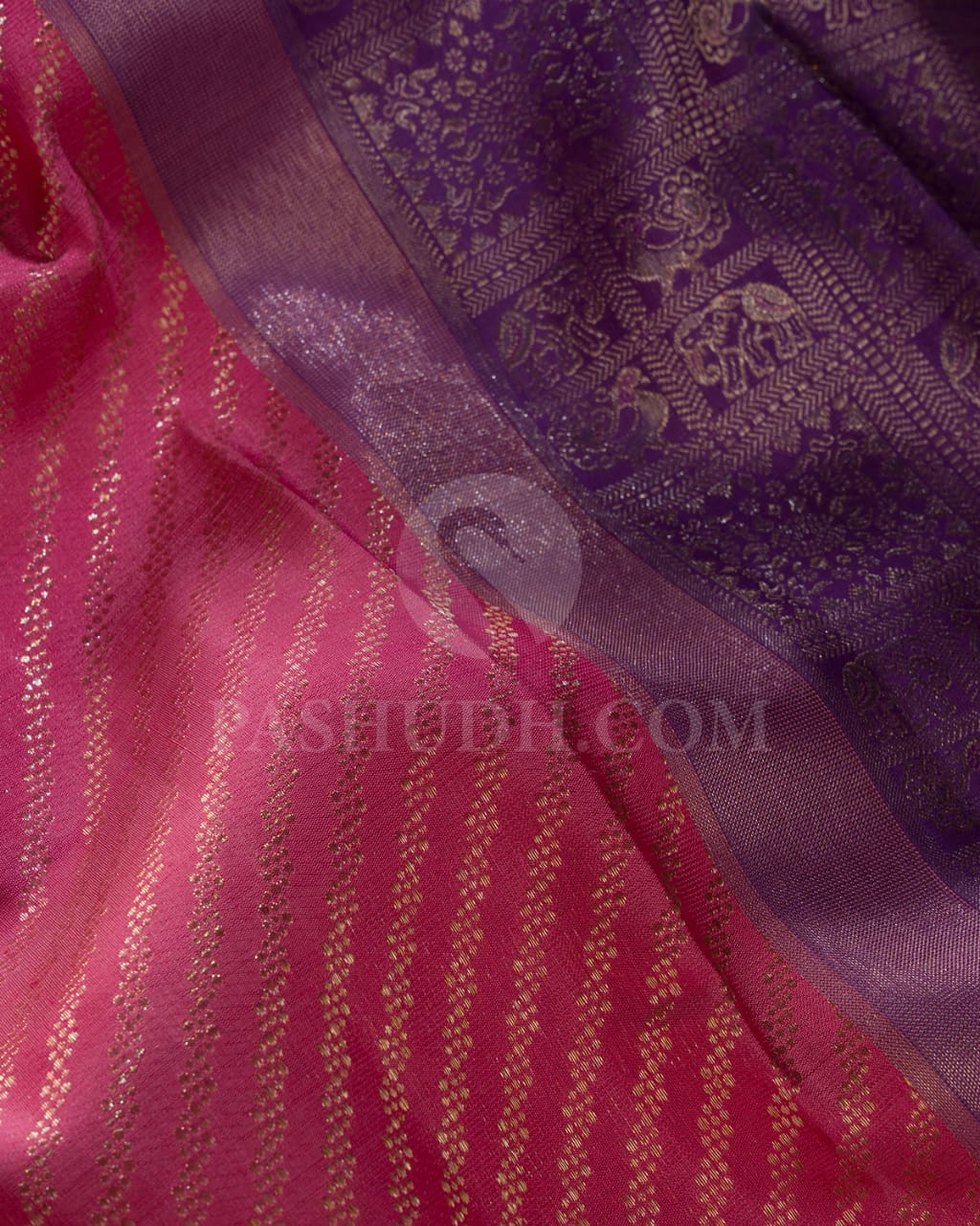 Dark Pink And Lavender Kanjivaram Silk Saree-S1423(D)