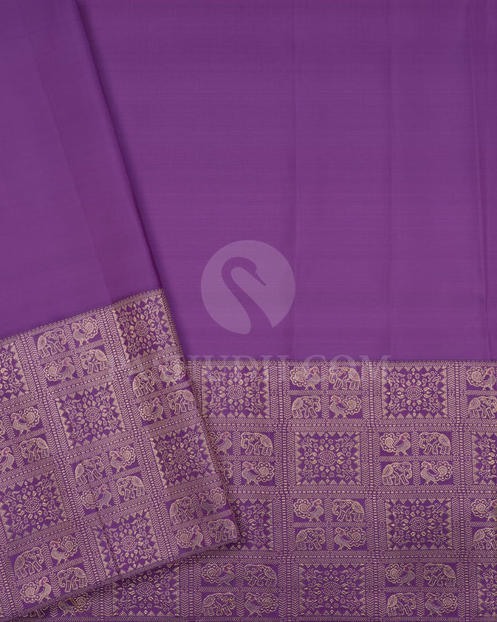Dark Pink And Lavender Kanjivaram Silk Saree-S1423(D)