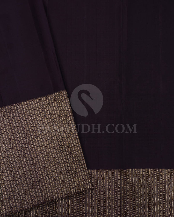 Mango Yellow And Blackish Aubergine  Kanjivaram Silk Saree-S1474(A)