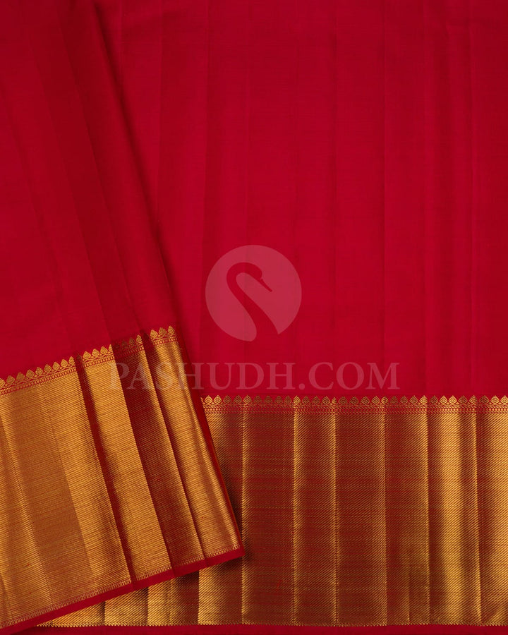 Red Pure Zari Organza Kanjivaram Silk Saree-P151(B)