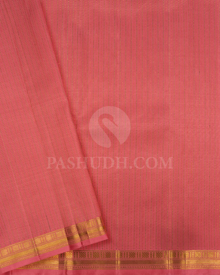 Peachy Pink Kanjivaram Silk Saree-S1453(B)