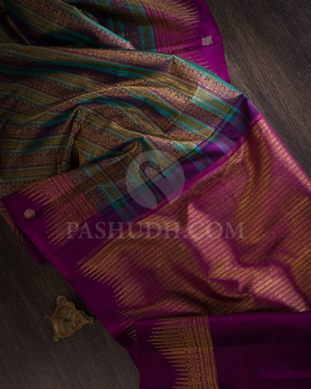 Magenta,Royal Violet,Turquoise Traditional Kanjivaram Silk Saree-S1470(A)