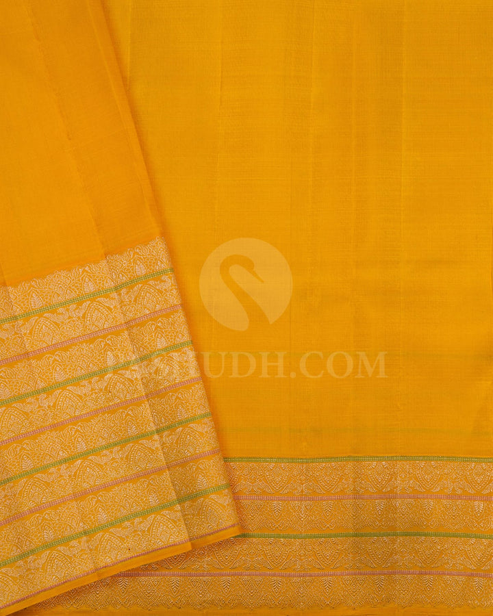 Baby Blue And Mustard Kanjivaram Silk Saree-S1332(D)