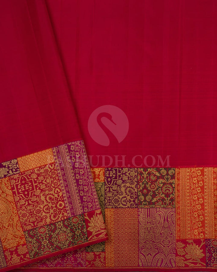 Bright Red Pure Kanjivaram Silk Saree-P189(A)