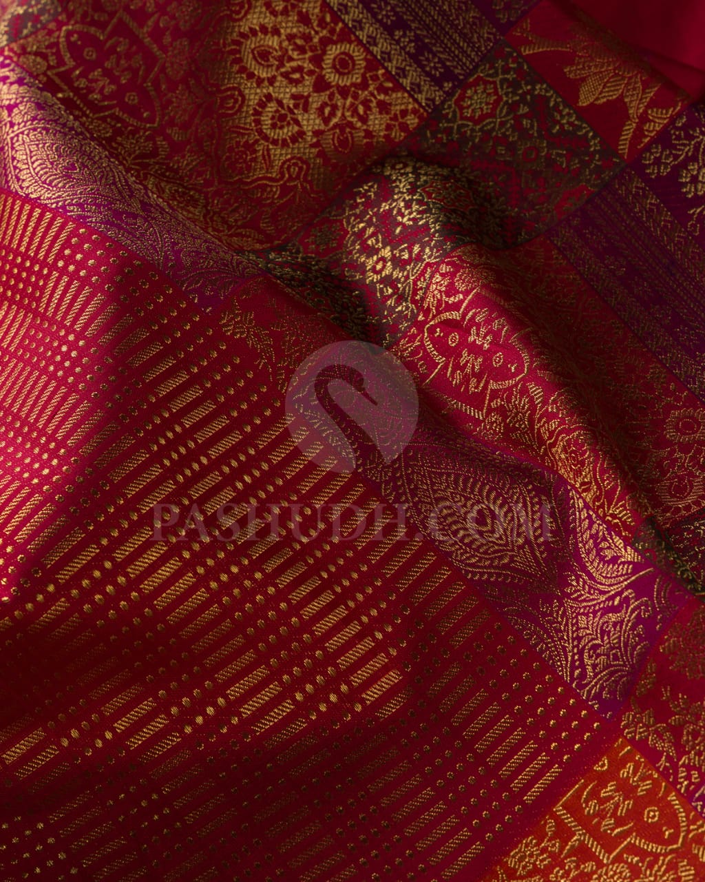 Bright Red Pure Kanjivaram Silk Saree-P189(A)