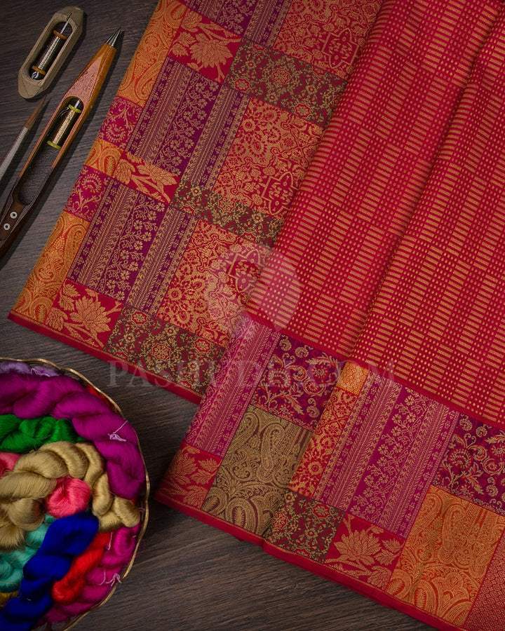 Bright Red Pure Kanjivaram Silk Saree-P189(A)