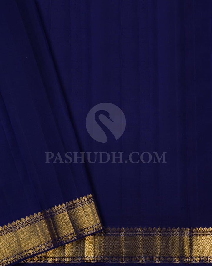 Cyan With Navy Blue Pure Kanjivaram Silk Saree-P188(A)