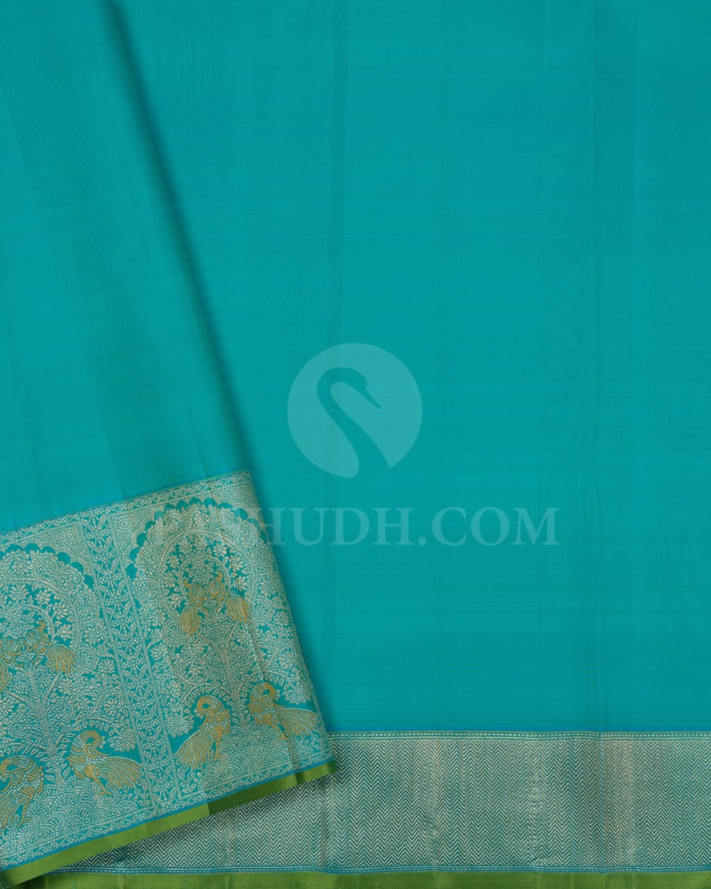 Mango Yellow And Sky Blue Kanjivaram Silk Saree-S1048(H)