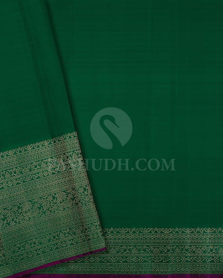 Onion Pink With Forest Green Kanjivaram Silk Saree-S1435(B)