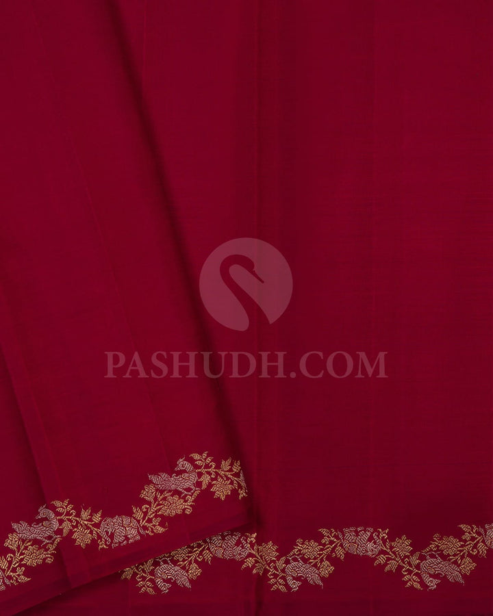 Deep Navy Blue And Maroon Kanjivaram Silk Saree-S1430(B)
