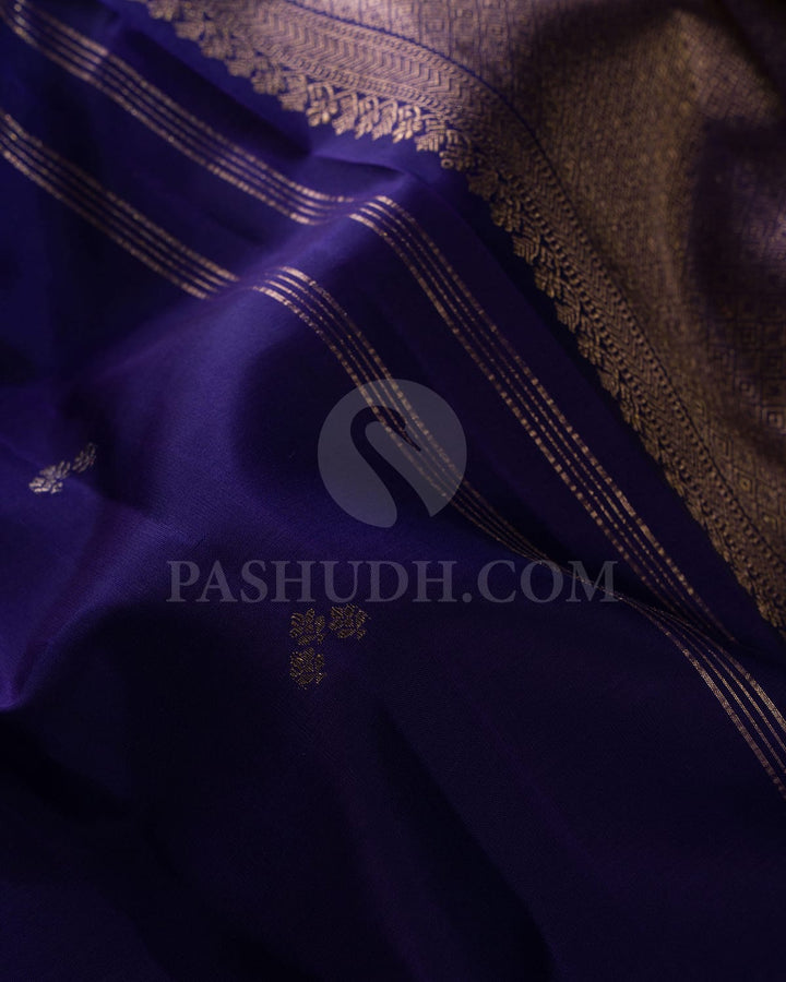 Deep Navy Blue And Maroon Kanjivaram Silk Saree-S1430(B)