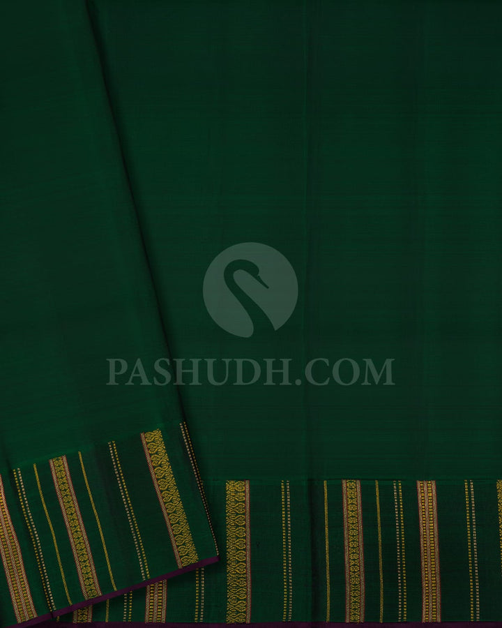 Baby Pink And Bottle Green Kanjivaram Silk Saree-S1449(B)