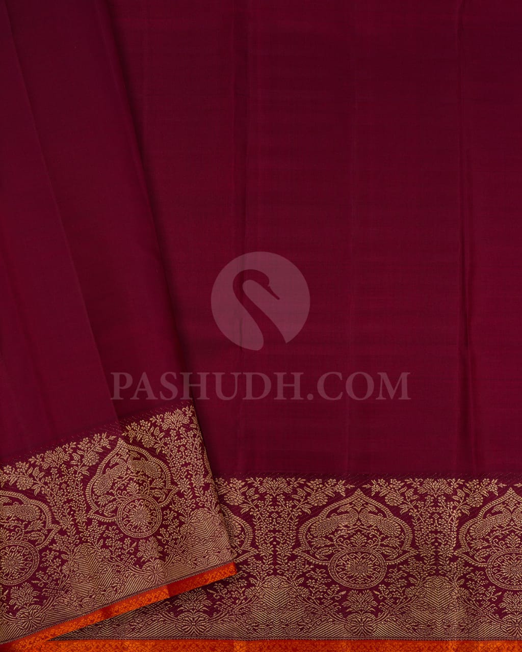 Golden Mustard And Maroon Kanjivaram Silk Saree-S1379(B)