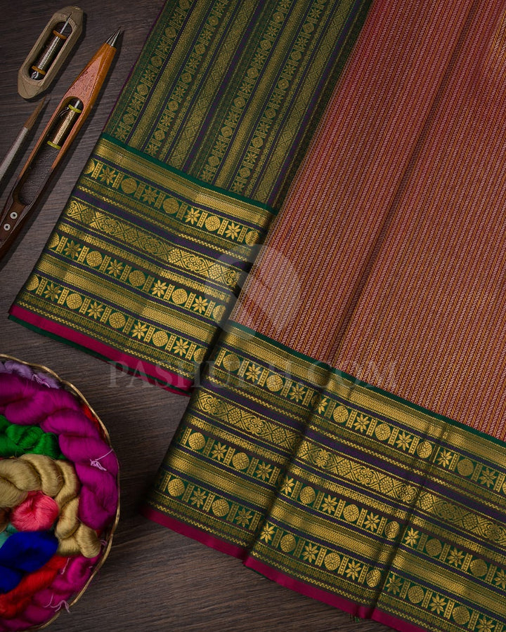 Maroon And Bottle Green Kanjivaram Silk Saree-S1062(G)