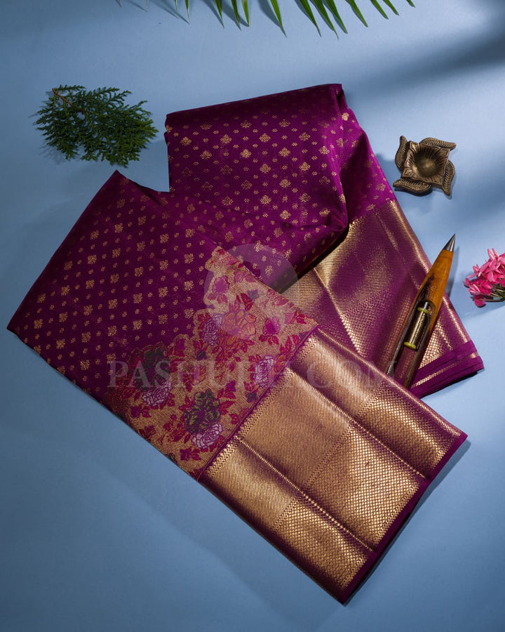 Purple Pure Zari Kanjivaram Silk Saree-P187(A)