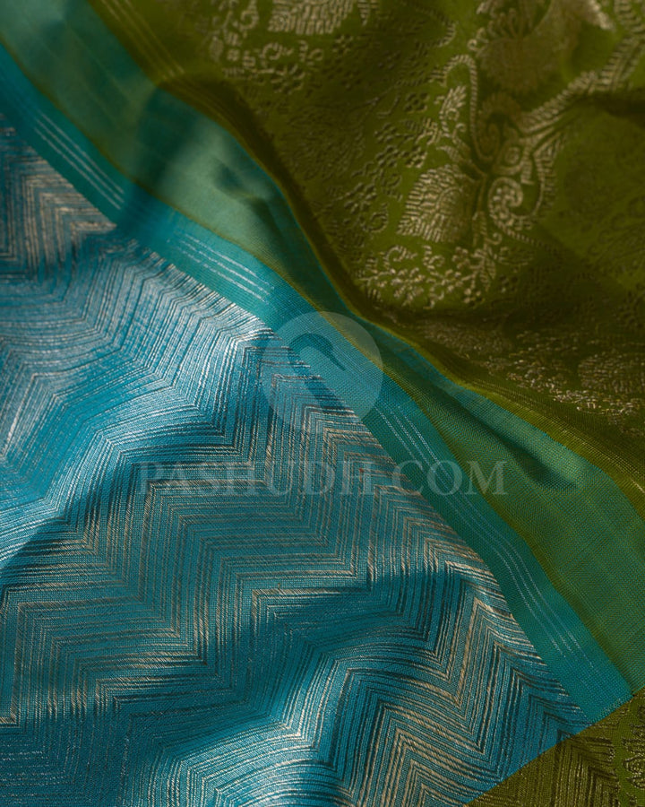 Sky Blue And Pear Green Kanjivaram Silk Saree-S1469(A)