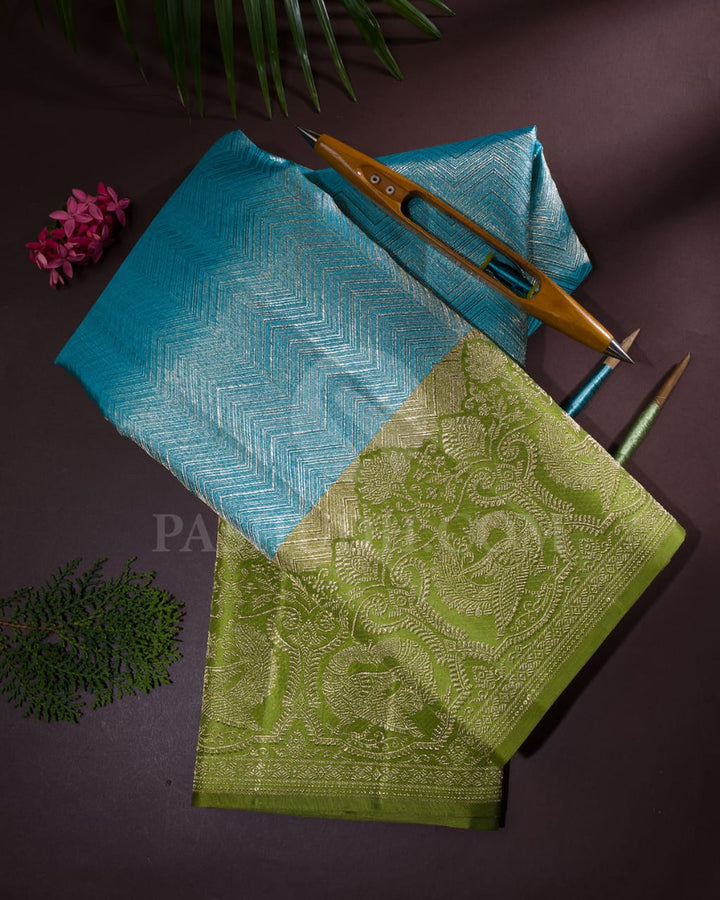 Sky Blue And Pear Green Kanjivaram Silk Saree-S1469(A)