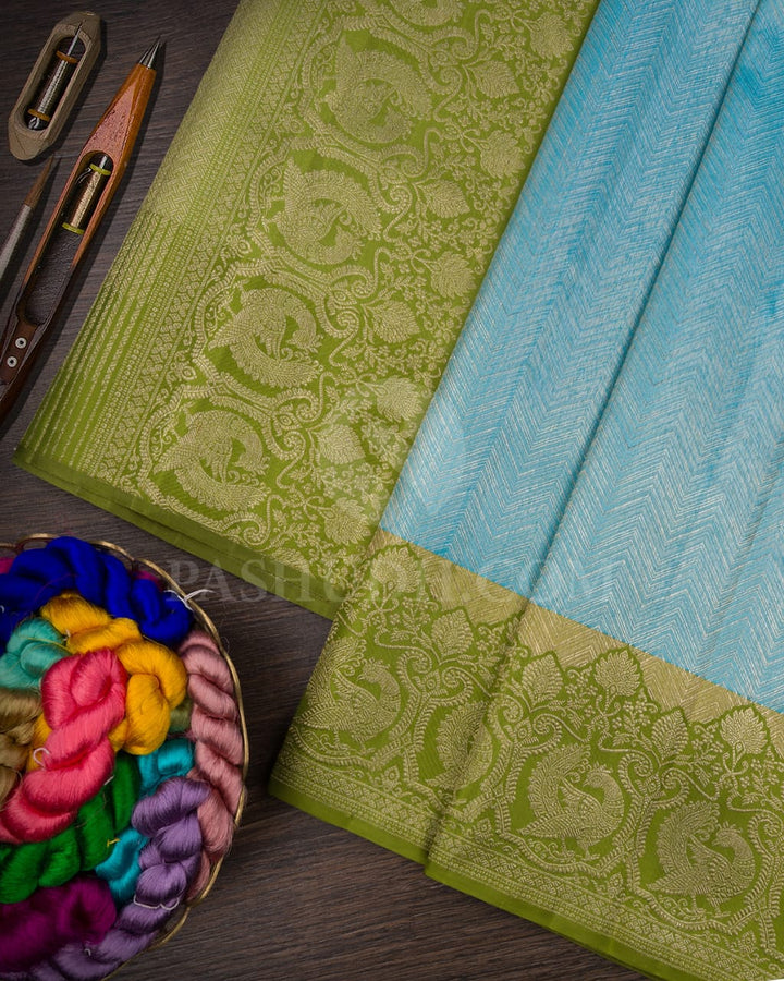Sky Blue And Pear Green Kanjivaram Silk Saree-S1469(A)