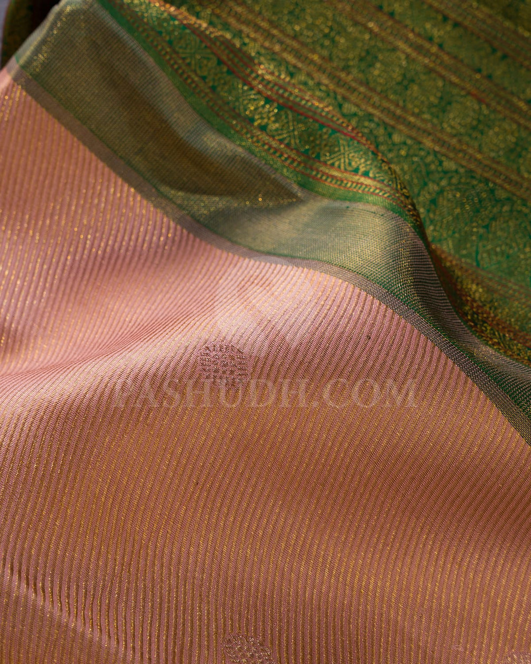 Dusty Rose With Bottle Green Kanjivaram Silk Saree-S1236(D)