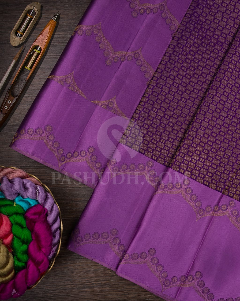 Plum And Violet Kanjivaram Silk Saree-D610(B)