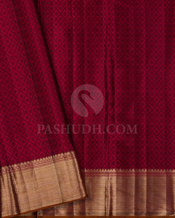 Bottle Green With Maroon Kanjivaram Silk Saree-D638(A)