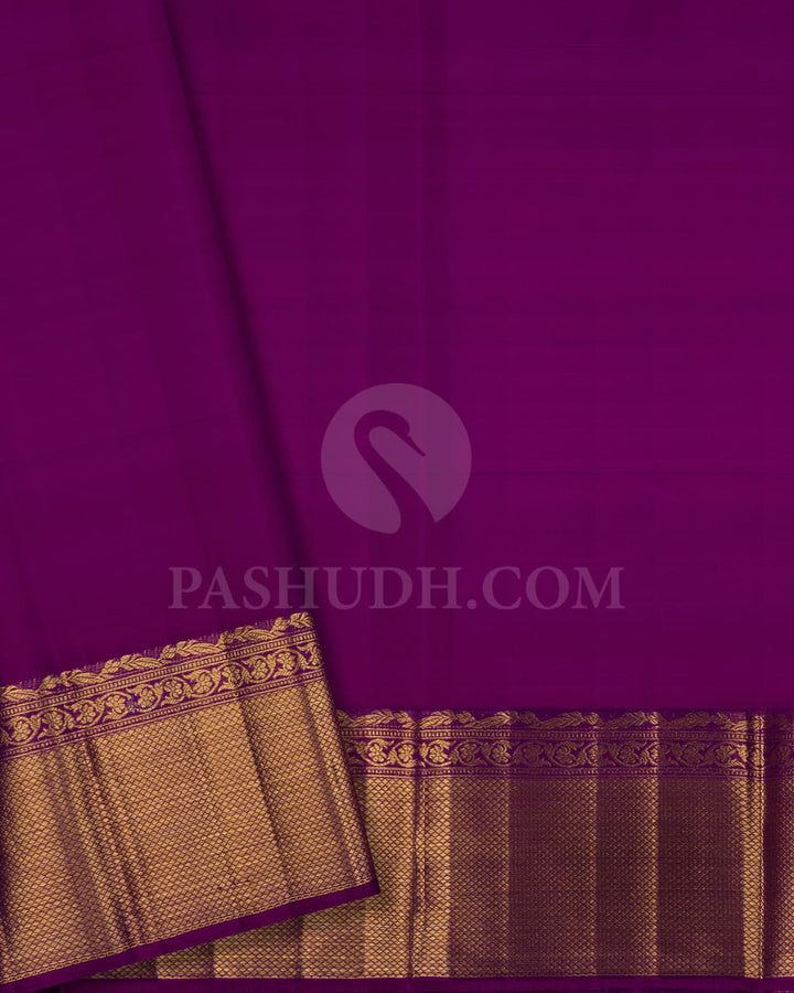 Peacock Blue And Violet Kanjivaram Silk Saree-D621(D)