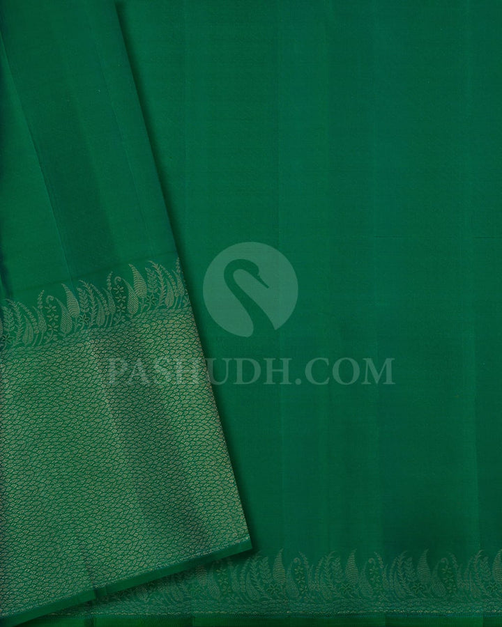 Royal Blue And Bottle Green Kanjivaram Silk Saree-DJ373(A)