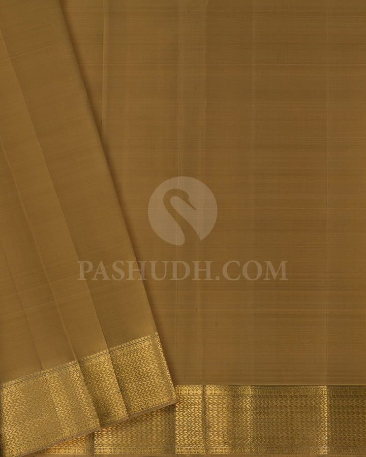 Dark Green And Mustard Kanjivaram Silk Saree-DJ363(B)