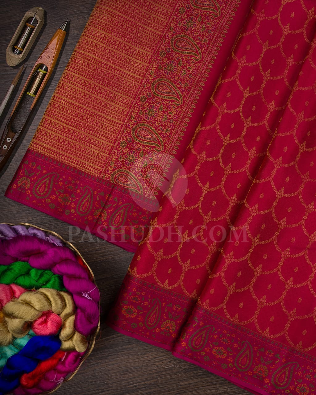 Red And Rani Pink Kanjivaram Silk Saree-DJ359(C)