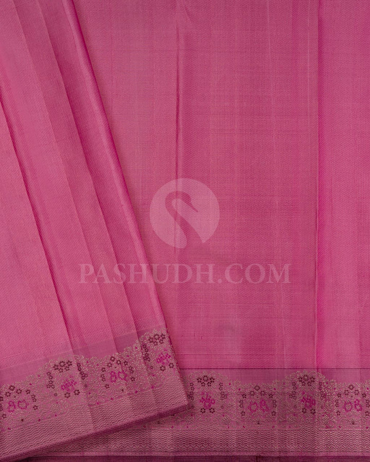 Baby Pink And Onion Pink Kanjivaram Silk Saree-D640(A)
