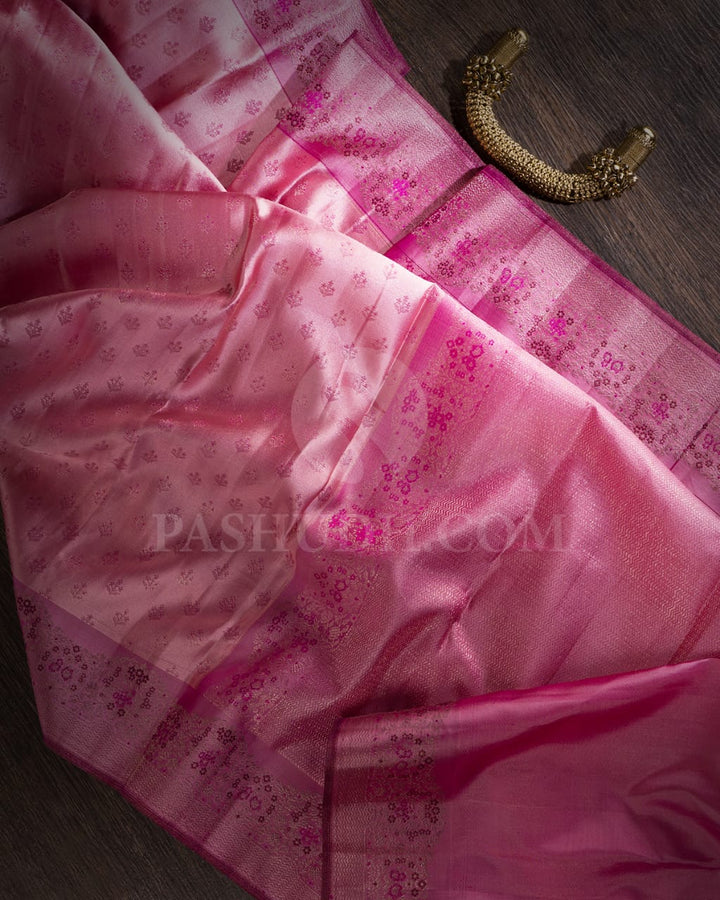 Baby Pink And Onion Pink Kanjivaram Silk Saree-D640(A)