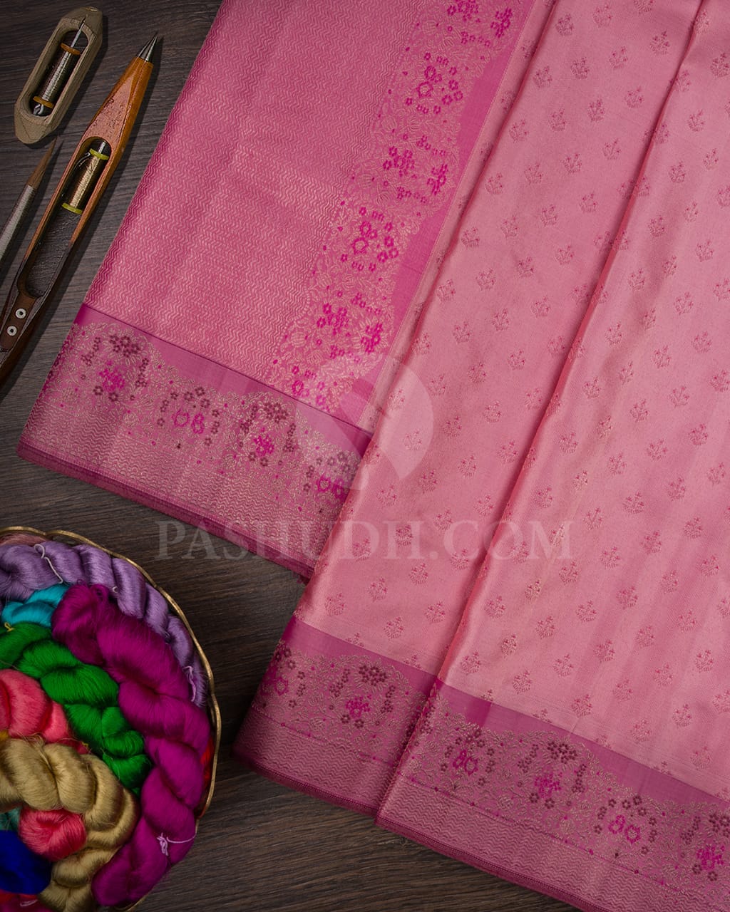 Baby Pink And Onion Pink Kanjivaram Silk Saree-D640(A)