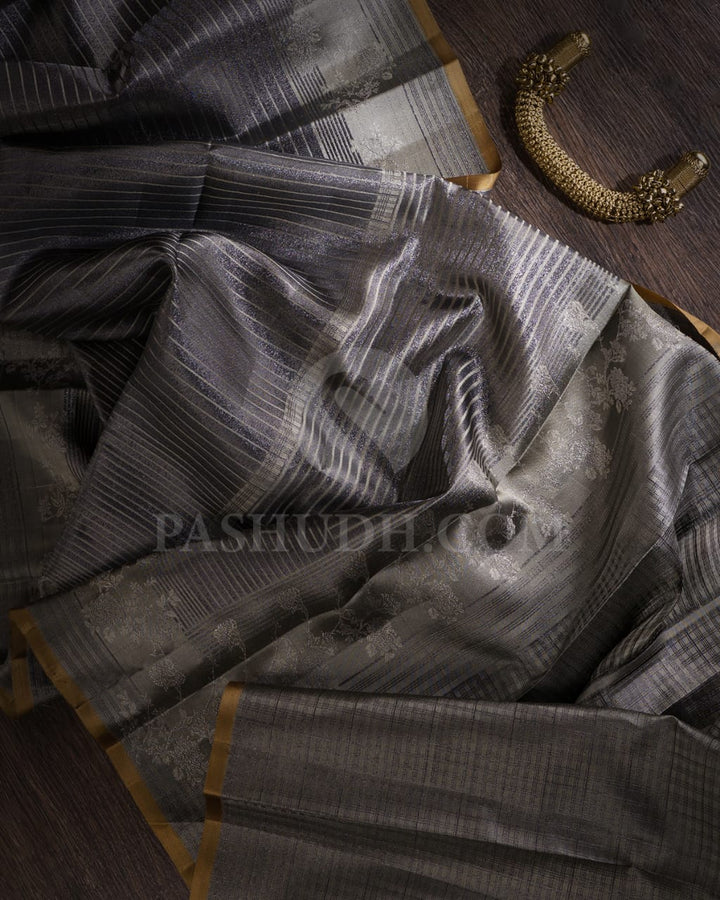 Black And Ivory Kanjivaram Silk Saree-DJ374(A)