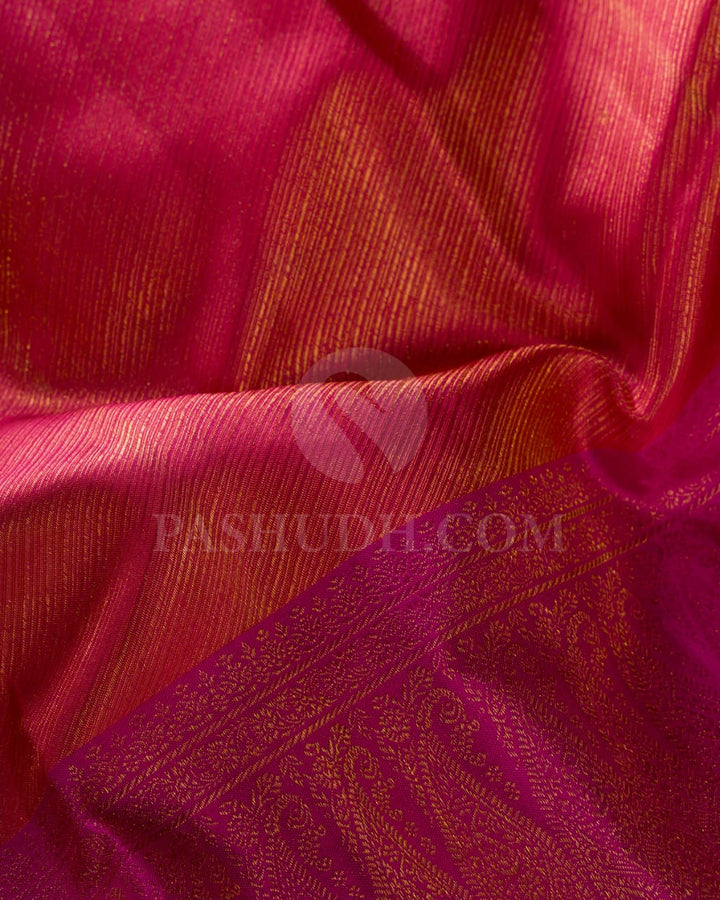 Peachy Pink And Hot Pink Kanjivaram Silk Saree-D633(A)
