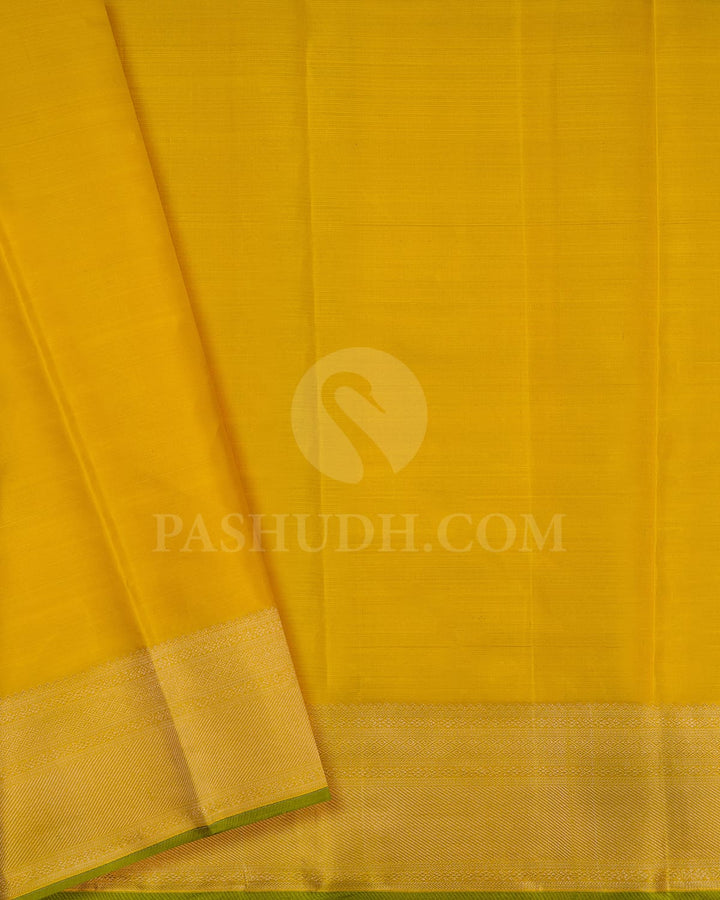 Mango Yellow And Olive Green Kanjivaram Silk Saree-DJ369(B)