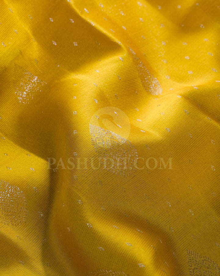 Mango Yellow And Olive Green Kanjivaram Silk Saree-DJ369(B)