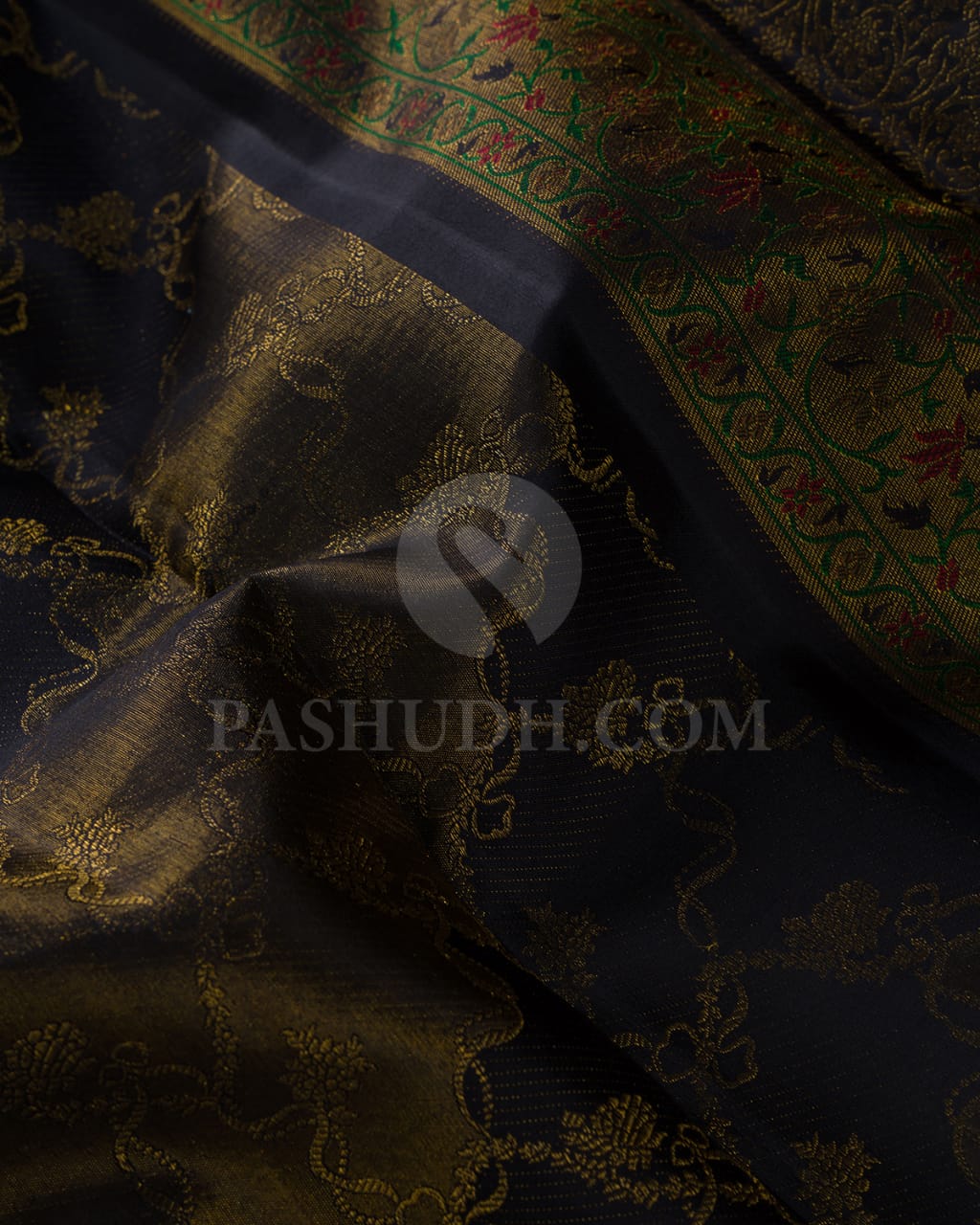 Black And Magenta Kanjivaram Silk Saree-DJ368(C)