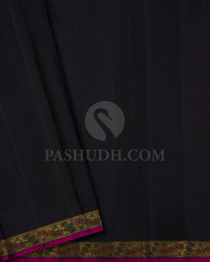 Black And Magenta Kanjivaram Silk Saree-DJ368(C)