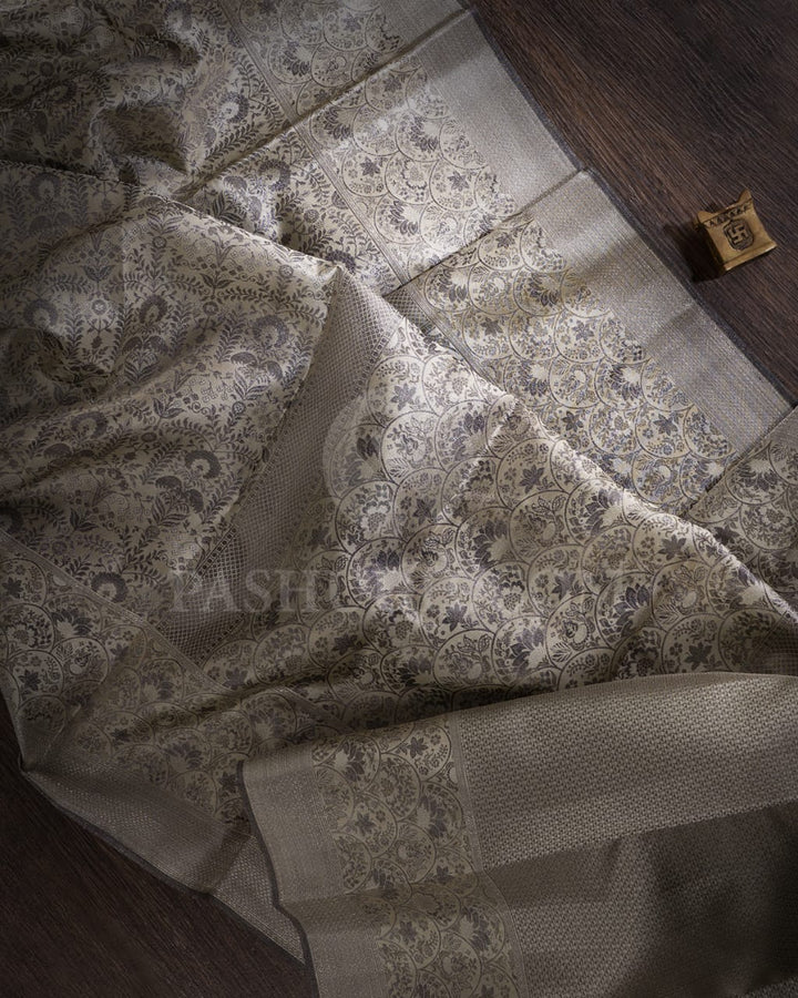Cream Kanjivaram Silk Saree-D630(B)