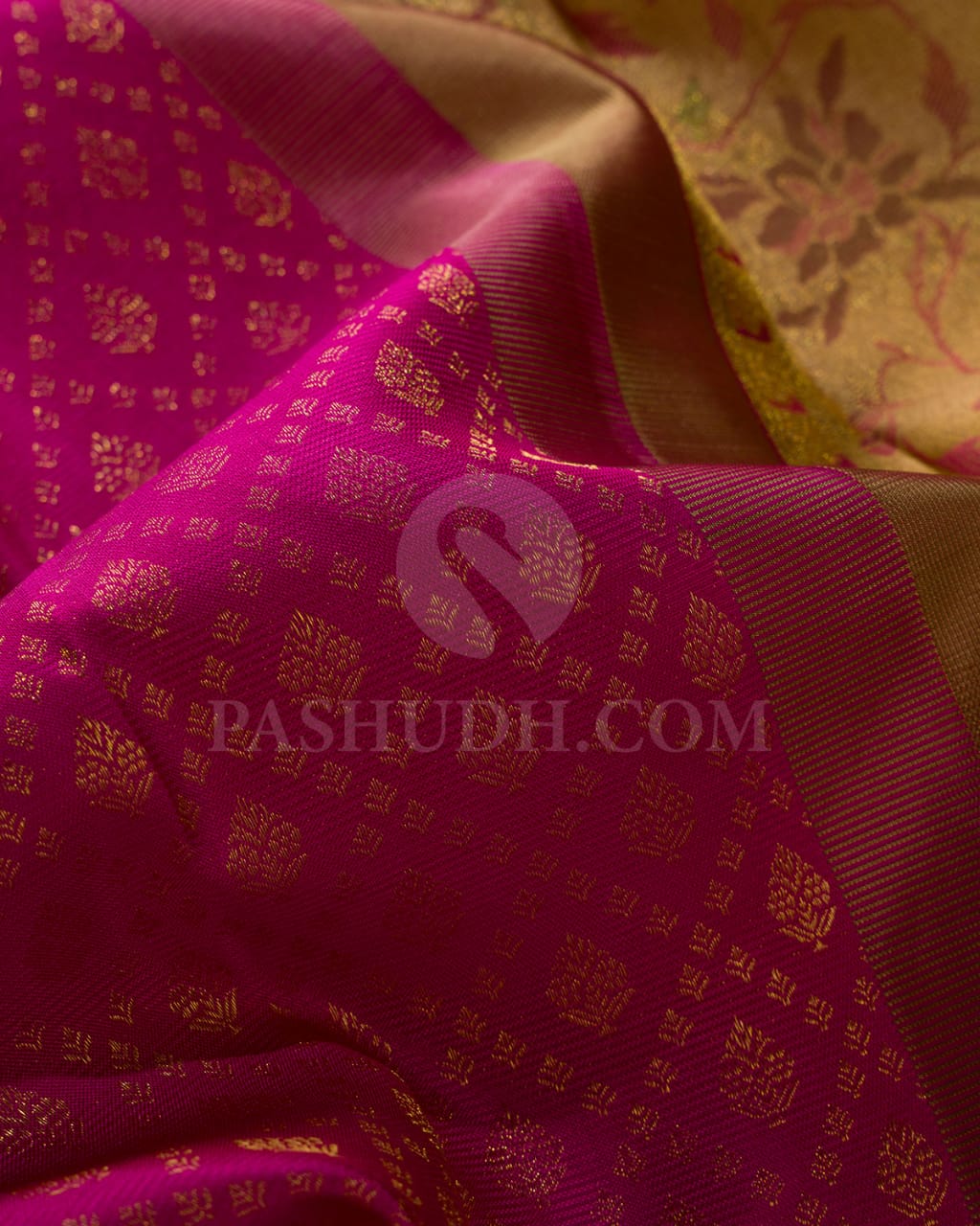 Rani Pink And Golden Yellow Kanjivaram Silk Saree-DJ364(A)