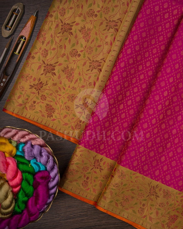 Rani Pink And Golden Yellow Kanjivaram Silk Saree-DJ364(A)