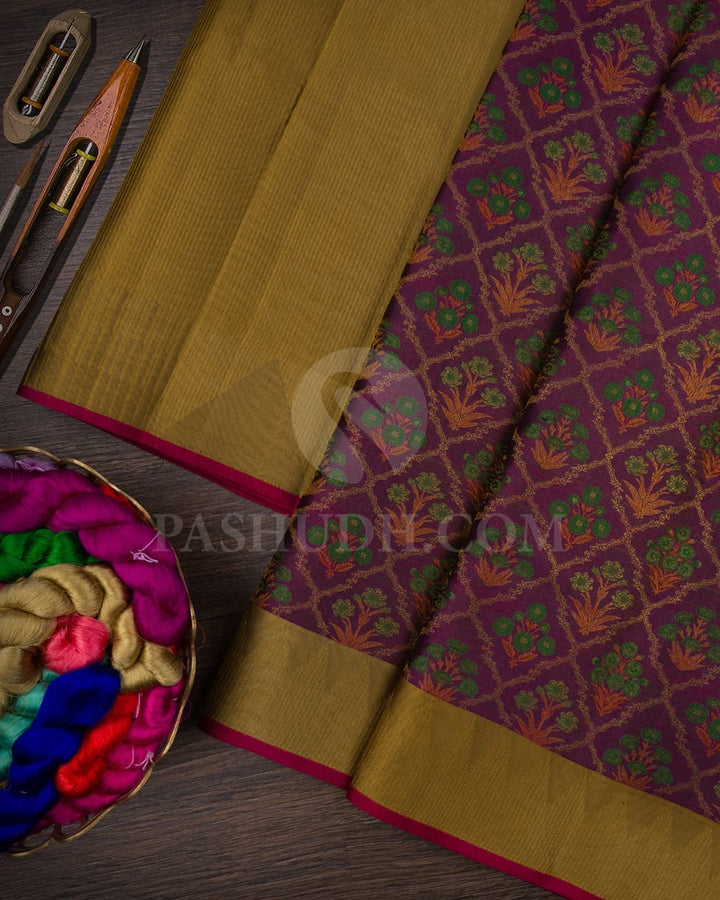 Violet And Mehendi Green Kanjivaram Silk Saree-DJ366(B)