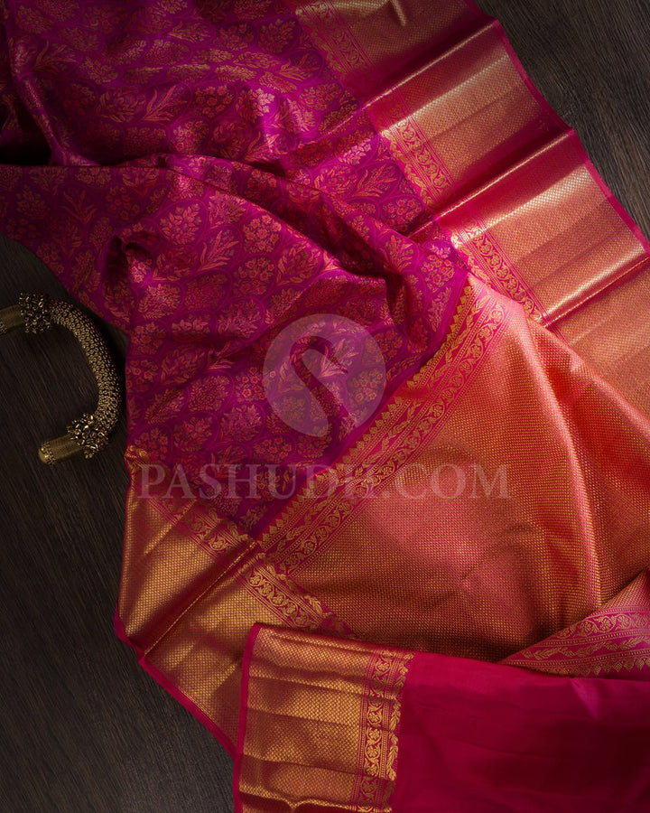 Magenta And Pink Kanjivaram Silk Saree-D621(E)